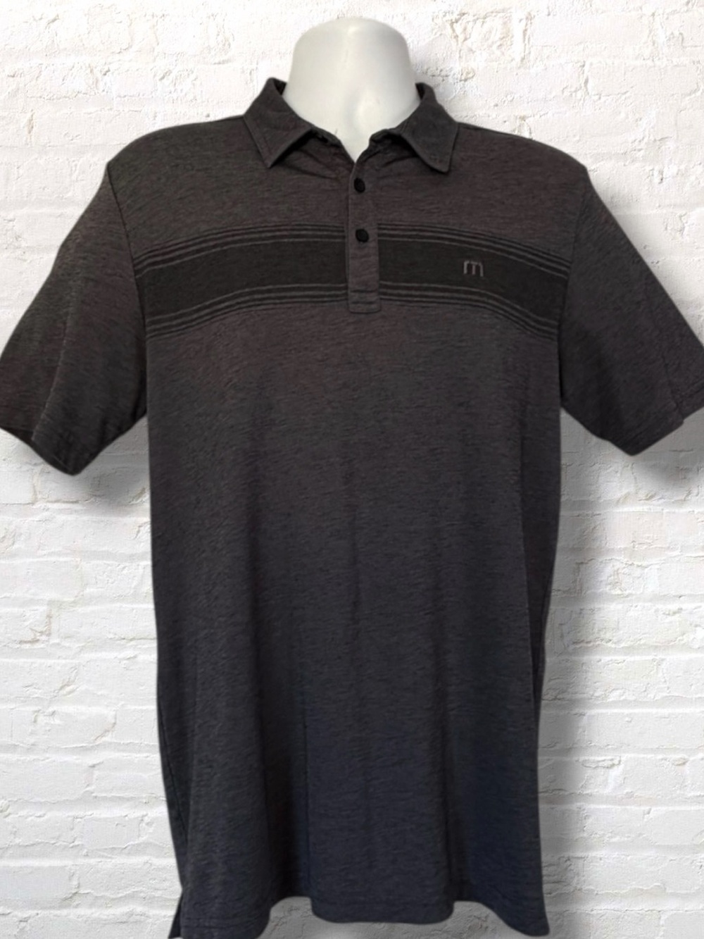 TravisMathew Gray Heather Performance Polo Shirt Men’s Medium Stretch Golf